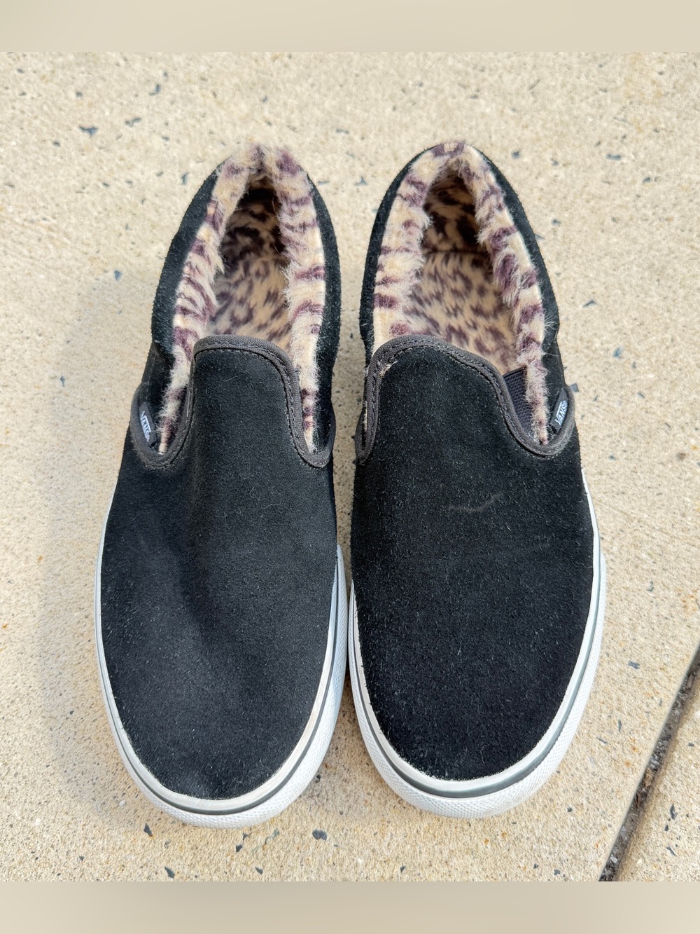 Vans Slip-On Fleece-Lined Women’s Sneakers - Black & Leopard